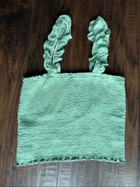 Aerie Ruffle Strap Crop Top - Mint Green